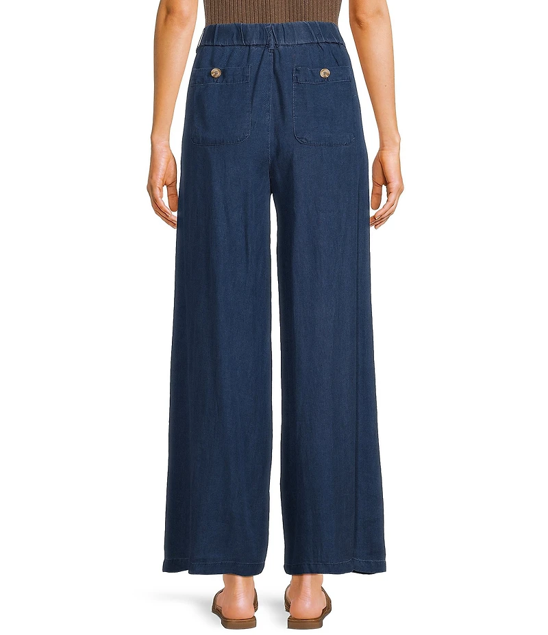 Blu Pepper Denim High Rise Button Front Straight Wide Leg Pants