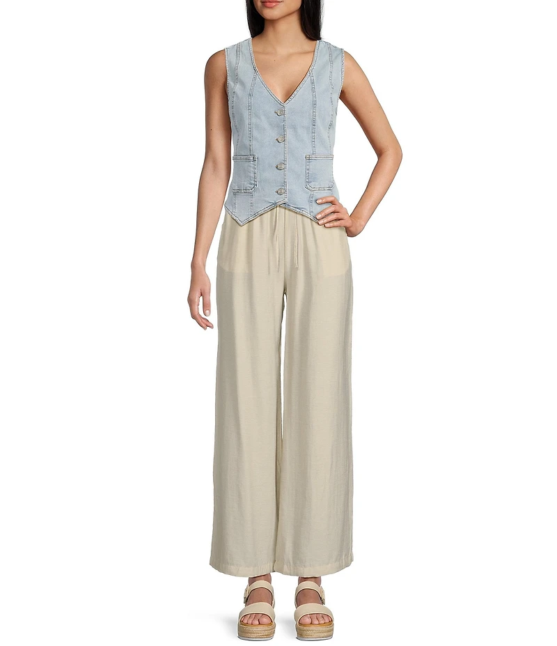 Blu Pepper Denim V-Neck Button Front Vest