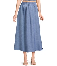 Blu Pepper Elastic Waist Pocketed Coordinating Midi Skirt