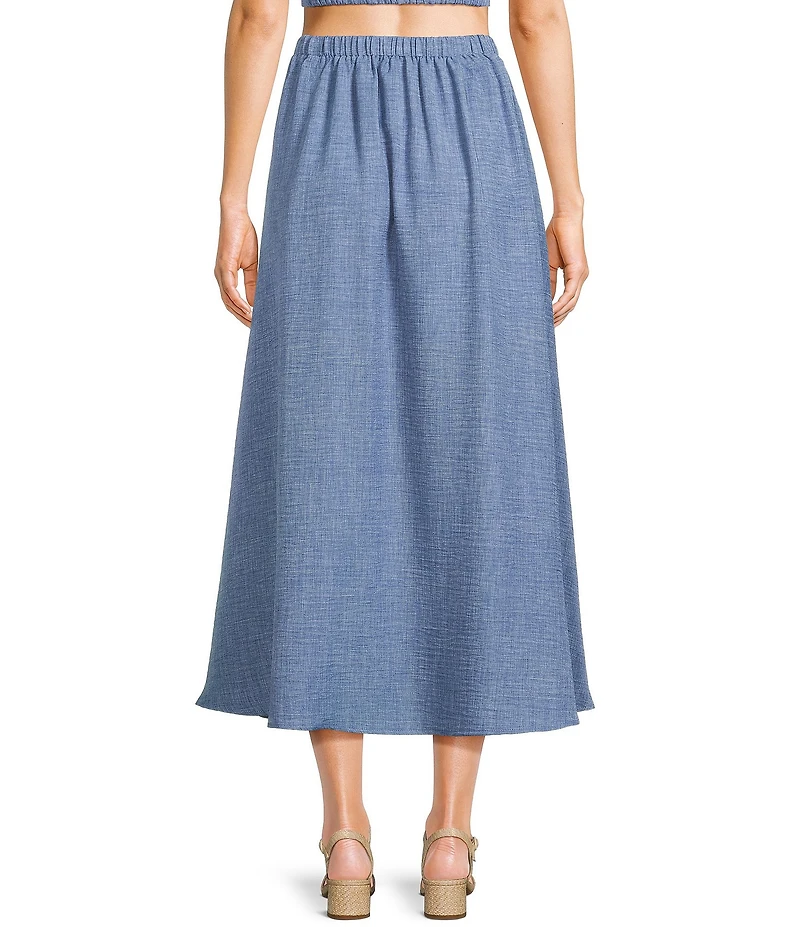 Blu Pepper Elastic Waist Pocketed Coordinating Midi Skirt