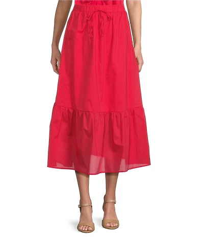 Blu Pepper Elastic Waist Tiered Midi Skirt