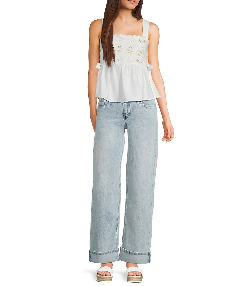 Blu Pepper Embroidered Square Neck Tank Top