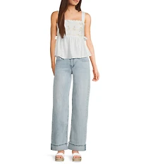 Blu Pepper Embroidered Square Neck Tank Top