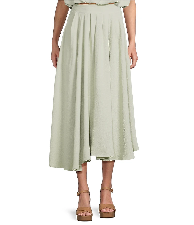 Blu Pepper Coordinating Flared Pleated Midi Skirt