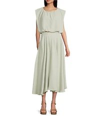 Blu Pepper Coordinating Flared Pleated Midi Skirt