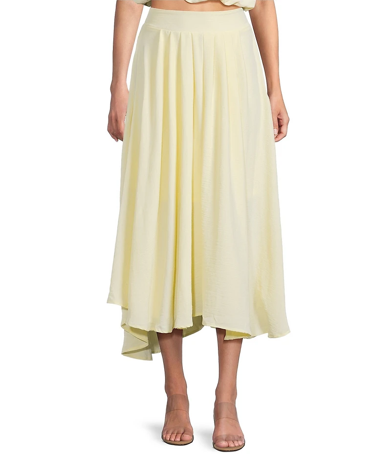 Blu Pepper Coordinating Flared Pleated Midi Skirt