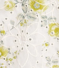 Blu Pepper Floral Embroidered Collared Short Sleeve Cropped Blouse