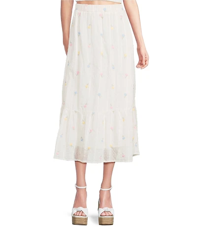 Blu Pepper Floral Embroidered Tie Front Coordinating Maxi Skirt