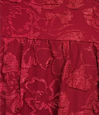 Blu Pepper Floral Jacquard Puff Sleeve Midi Dress