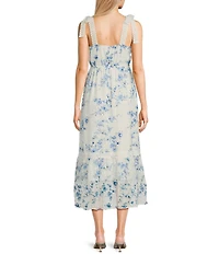 Blu Pepper Floral Print Clip Dot Midi Dress