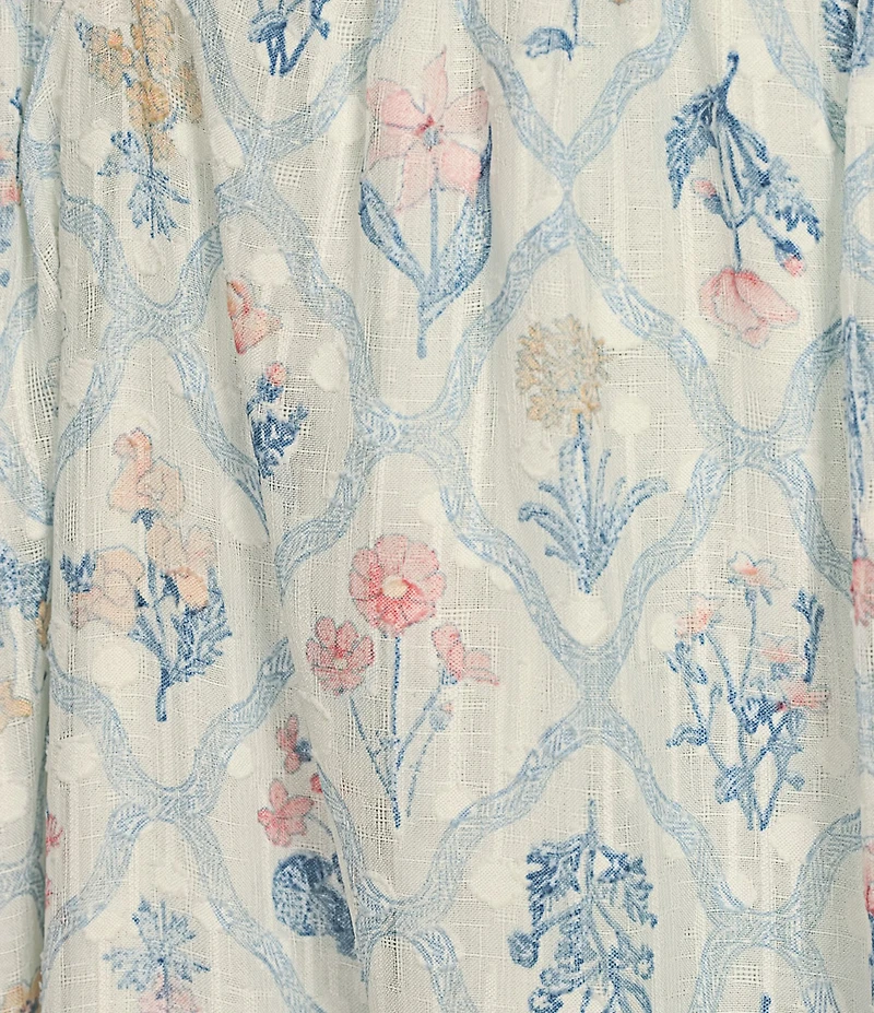 Blu Pepper Floral/Diamond Print Tie Shoulder Square Neck Midi Dress
