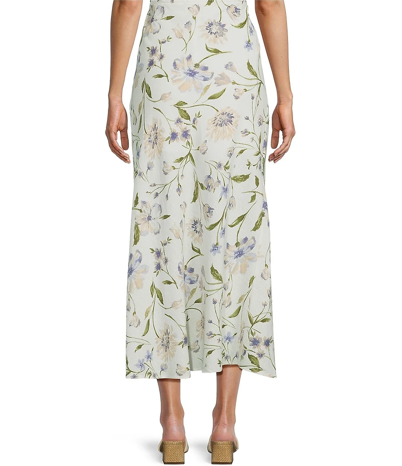 Blu Pepper Floral Printed Pull-On A-Line Midi Skirt