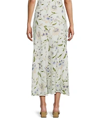 Blu Pepper Floral Printed Pull-On A-Line Midi Skirt