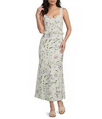 Blu Pepper Floral Printed Pull-On A-Line Midi Skirt