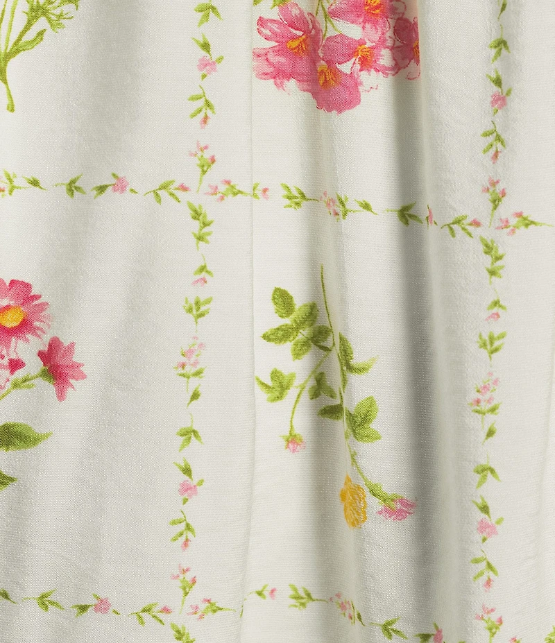 Blu Pepper Floral Printed Scalloped Neckline Tie Shoulder Maxi Dress