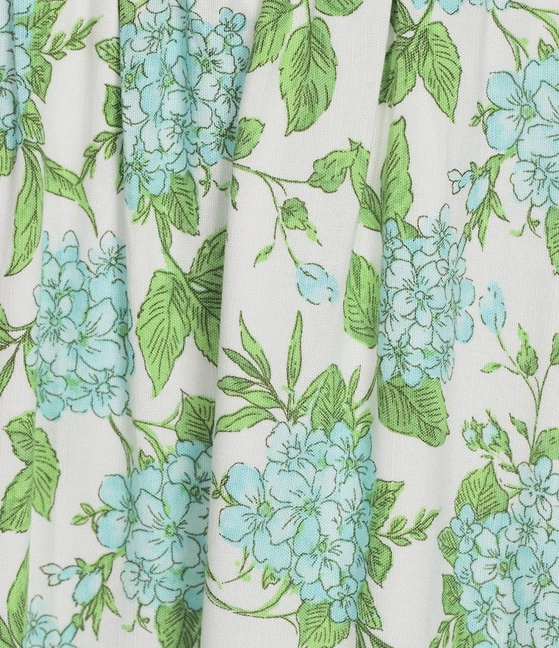 Blu Pepper Floral Printed Smocked Tie Shoulder Midi Dress