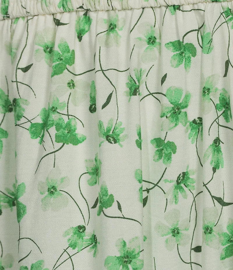 Blu Pepper Floral Printed Square Neck Short Flutter Sleeve Tiered Midi Dress