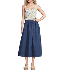 Blu Pepper Floral Printed Sweetheart Neck Lace Trim Cropped Tank Top