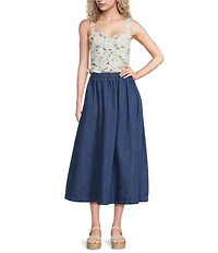 Blu Pepper Floral Printed Sweetheart Neck Lace Trim Cropped Tank Top