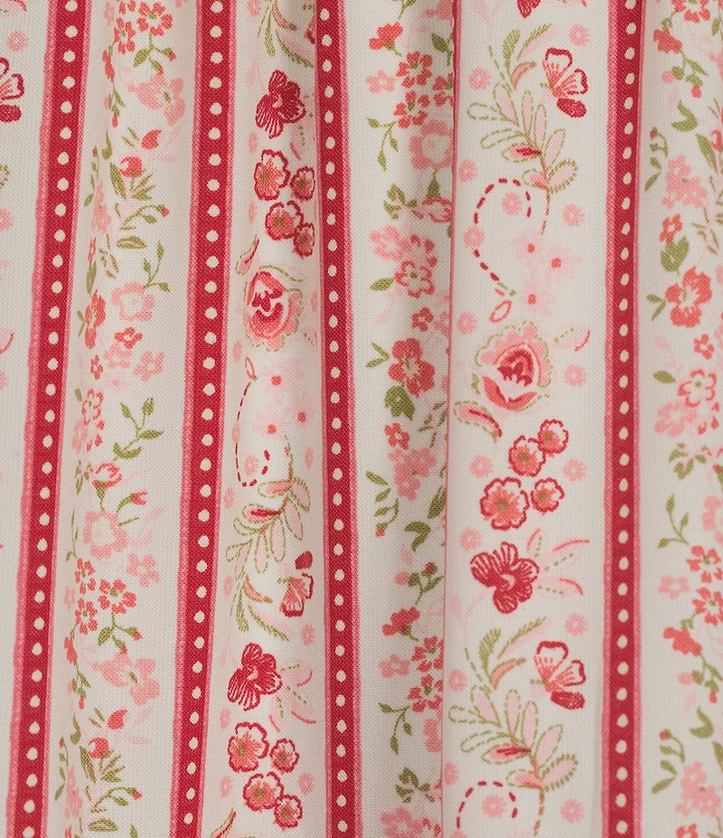 Blu Pepper Floral Striped Print Square Neck Ruffle Sleeve Midi Dress