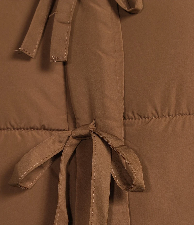 Blu Pepper Flutter Sleeve Bow Detail Zip-Up Puffer Vest