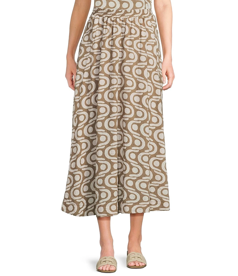 Blu Pepper Geometric Pattern Coordinating Midi Skirt