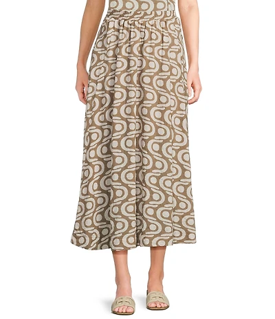 Blu Pepper Geometric Pattern Coordinating Midi Skirt