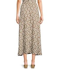 Blu Pepper Geometric Pattern Coordinating Midi Skirt