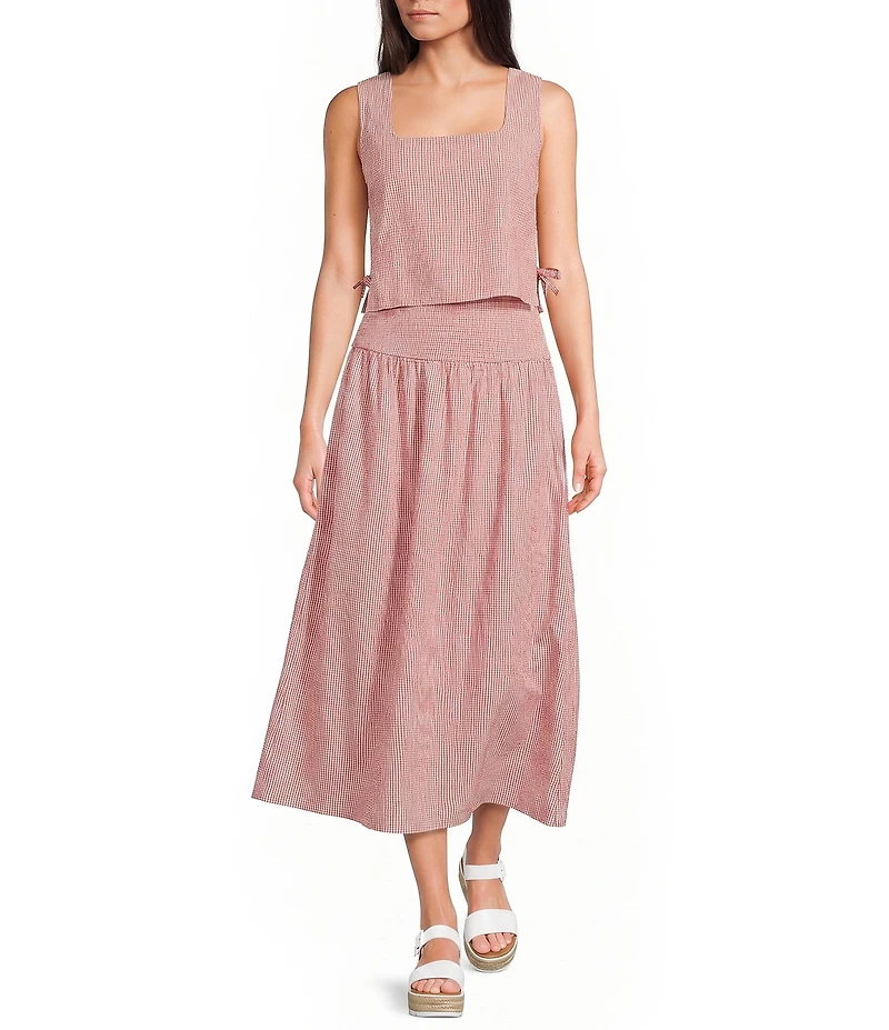 Blu Pepper Gingham Coordinating Midi Skirt