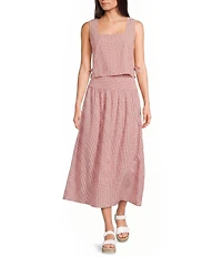 Blu Pepper Gingham Coordinating Midi Skirt