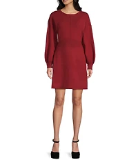 Blu Pepper Knit Crew Neck Long Sleeve Sweater Dress