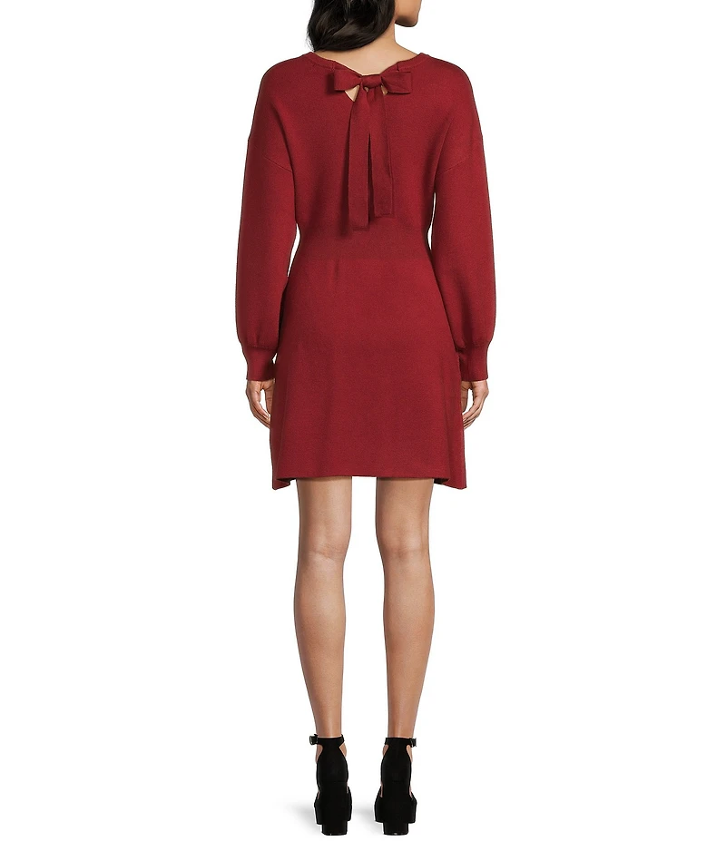 Blu Pepper Knit Crew Neck Long Sleeve Sweater Dress
