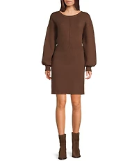 Blu Pepper Knit Crew Neck Long Sleeve Sweater Dress