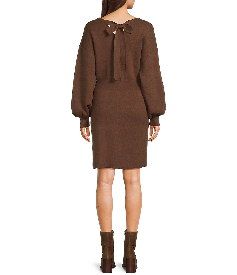 Blu Pepper Knit Crew Neck Long Sleeve Sweater Dress