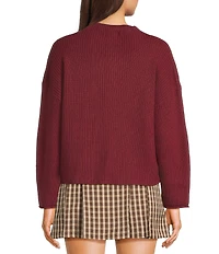 Blu Pepper Knit Mock Neck Pocket Front Long Sleeve Sweater