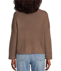 Blu Pepper Knit Mock Neck Pocket Front Long Sleeve Sweater