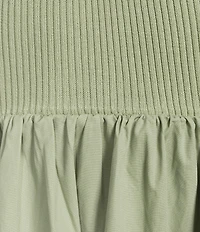 Blu Pepper Knit to Woven Strapless Twist Front Midi Dress