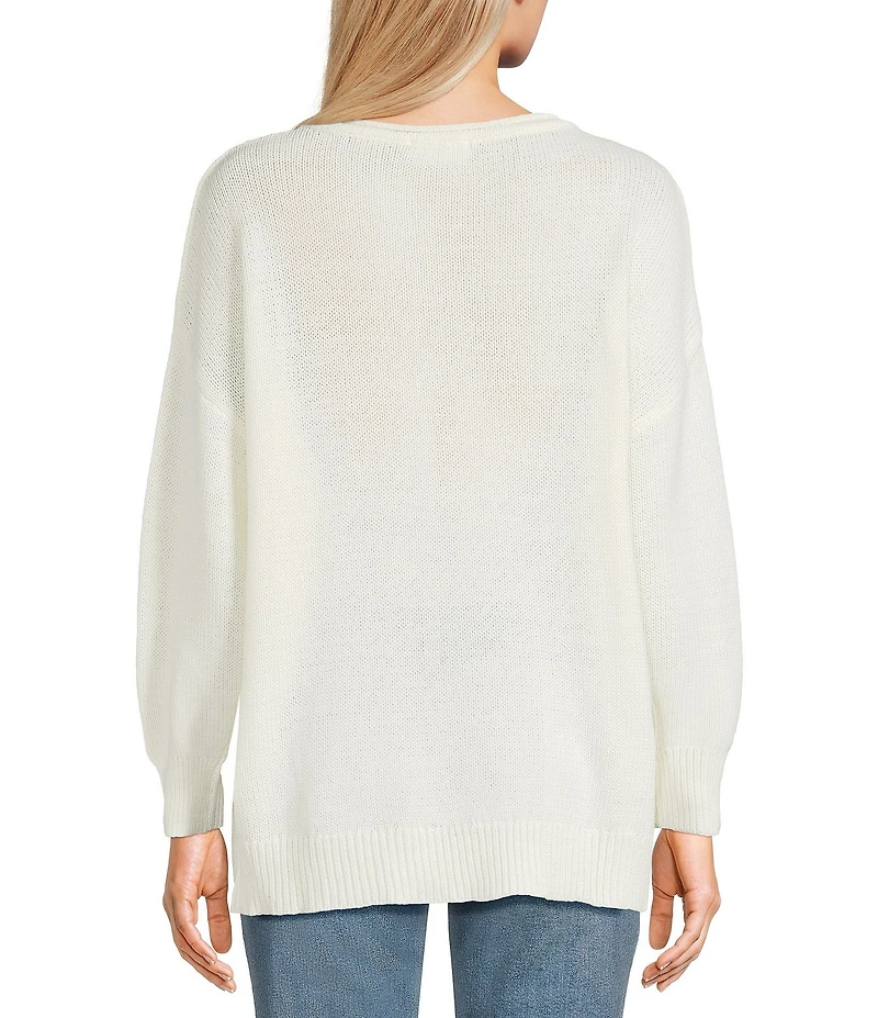 Blu Pepper Knit Western Boot Long Sleeve Sweater