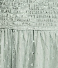 Blu Pepper Lace Smocked Square Neck Sleeveless Tiered Mini Dress