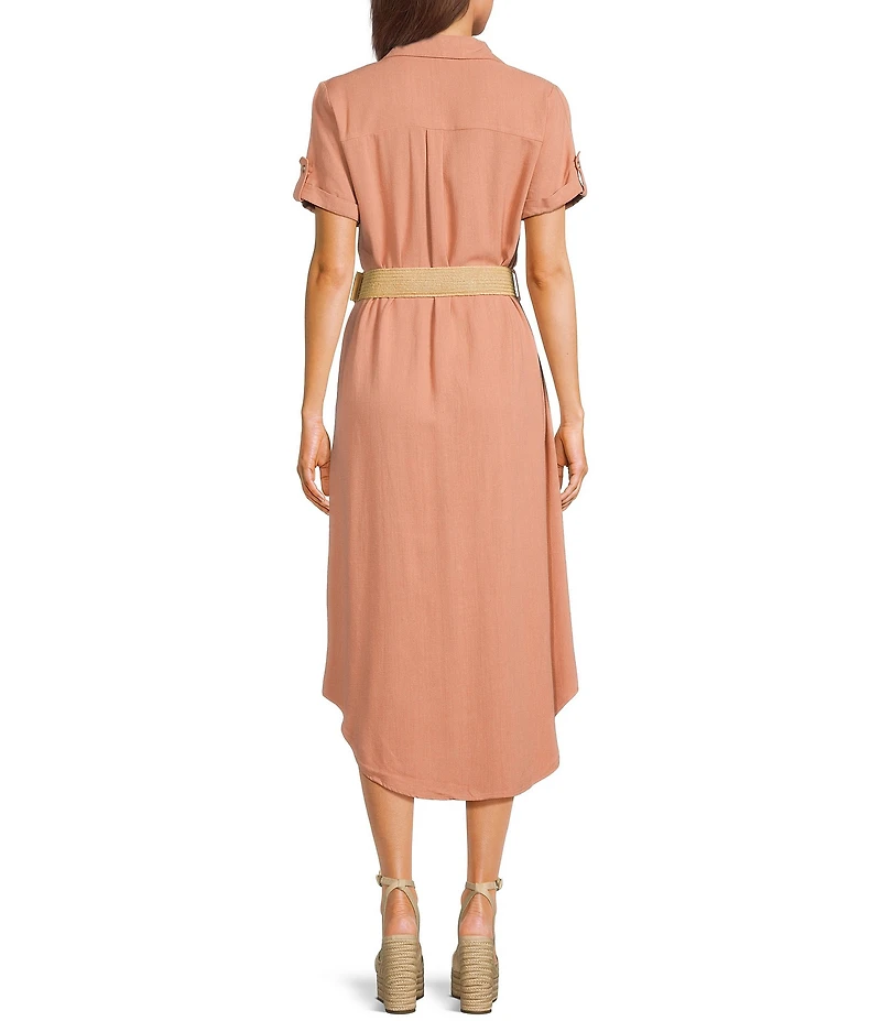 Blu Pepper Linen Blend Belated Shirt Dress