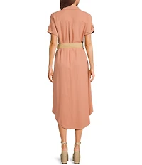 Blu Pepper Linen Blend Belated Shirt Dress