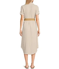 Blu Pepper Linen Blend Belated Shirt Dress