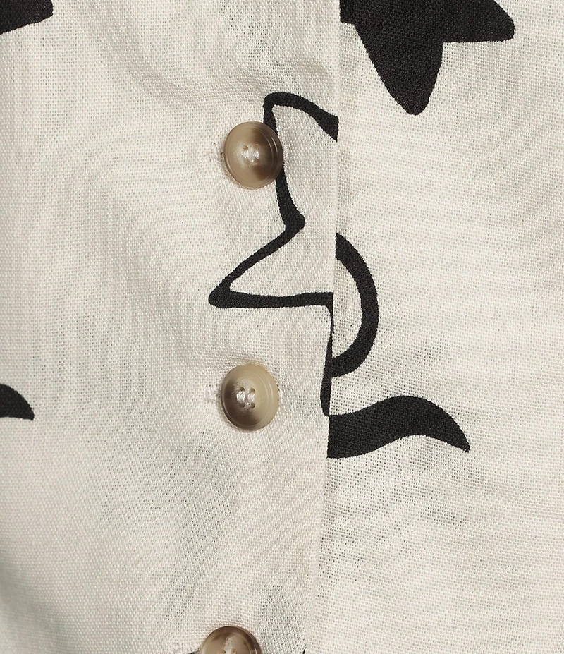 Blu Pepper Linen Blend Doodle Print Vest Top