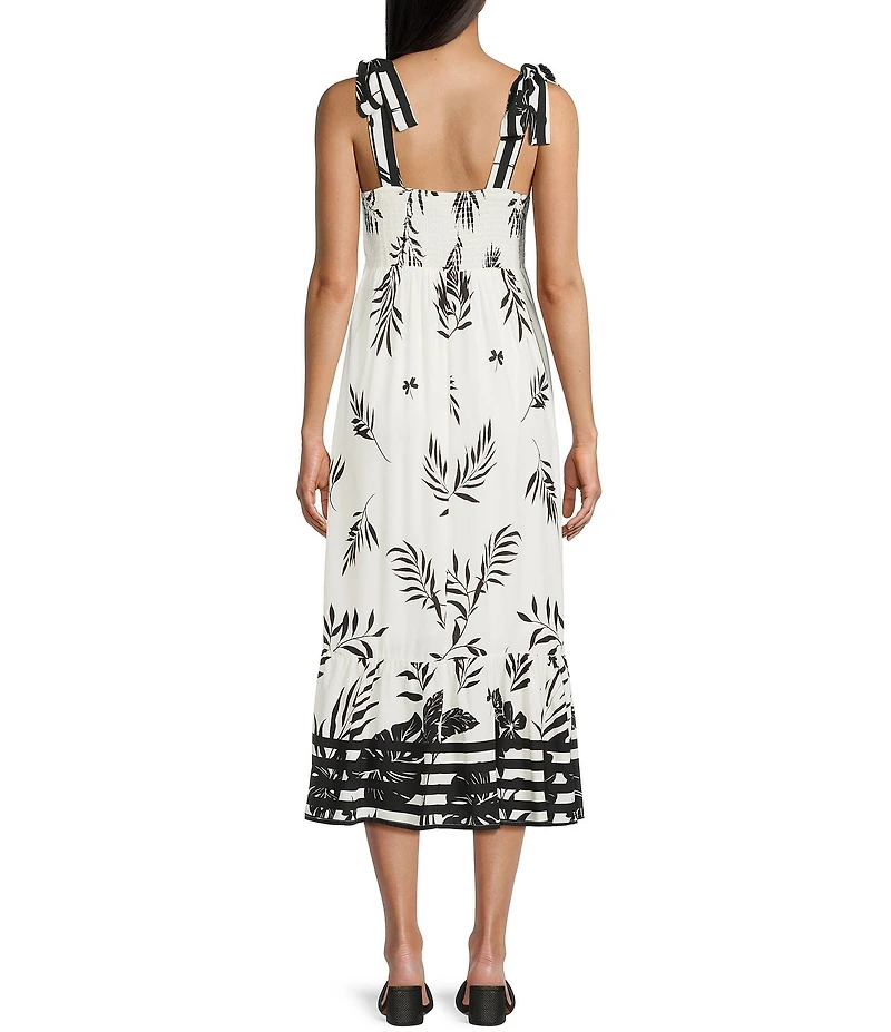 Blu Pepper Linen Blend Tie Strap V-Neck Button Front Dress