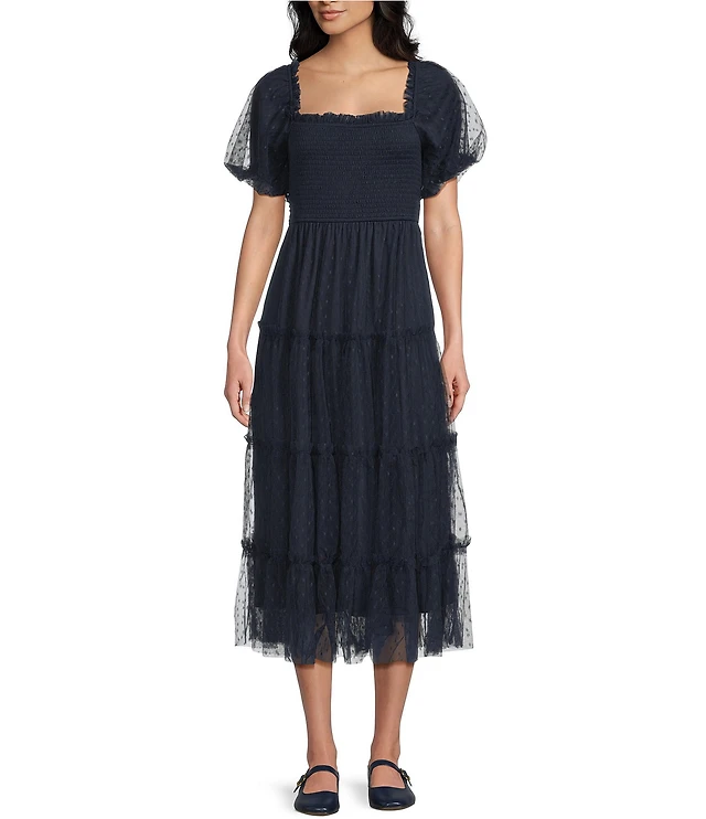 Blu Pepper Lace Square Neck Sleeveless Tiered Midi Dress at Hamilton Place  in Chattanooga, TN