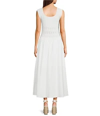 Blu Pepper Mixed Media Midi Dress