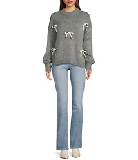 Blu Pepper Mock Neck Bow Detail Long Sleeve Sweater