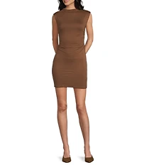 Blu Pepper Mock Neck Sleeveless Bodycon Mini Dress