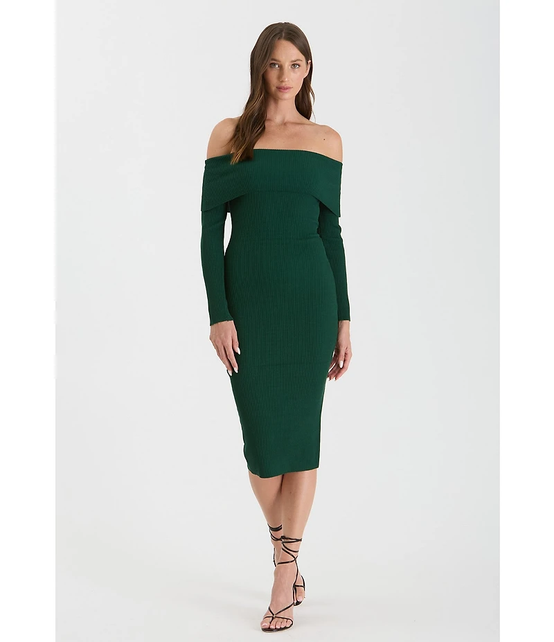 Blu Pepper Off Shoulder Midi Sweater Dress