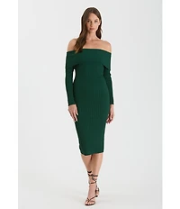 Blu Pepper Off Shoulder Midi Sweater Dress